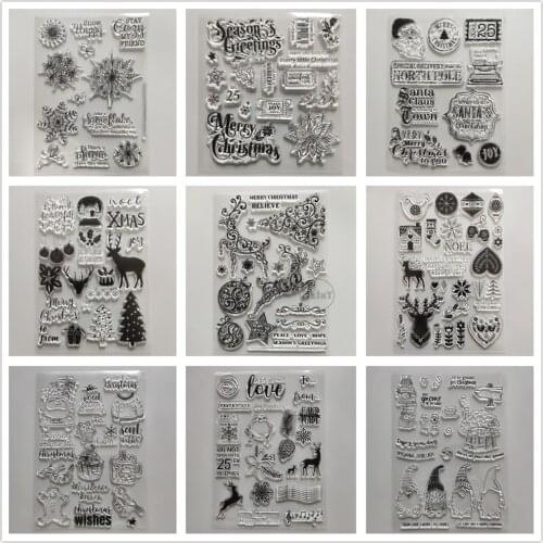 2021 Christmas Snowflake Clear Stamps DIY Scrapbooking Craft Supplies Silicon Seal Card Photo Album Santa Claus ink pad Stamping