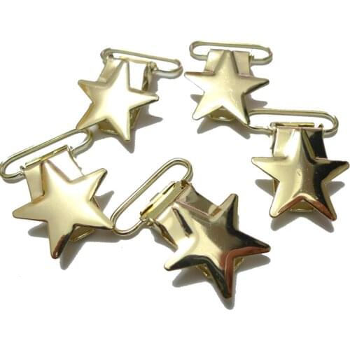 25pcs 1'' 25mm Gold Colored Star Shaped Pacifier Clips Soother Holder Clips