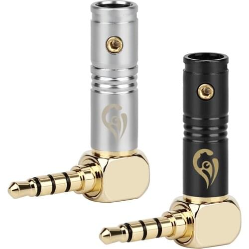 3.5mm Earphone Audio Jack 90 Degree Angled Plug Gold Plated Copper 6mm Hole Adapter Minijack For Soldering Headphones Connector