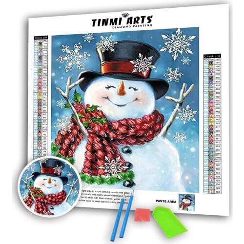 5D Poured Glue Diamond Painting Kit Scalloped Edge Snow Man Christmas Embroidery Cartoon Mosaic Winter Accessories Handmade Gift