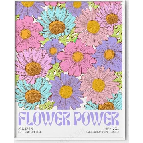70s Floral 1 Art Print |Seventies hippie 60s poster abstract artwork Mid-Century pastel pink purple Pastel art print poster
