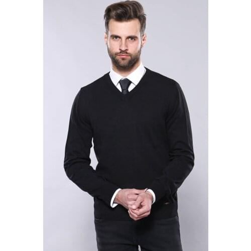 V Neck Black Sweater Wessi