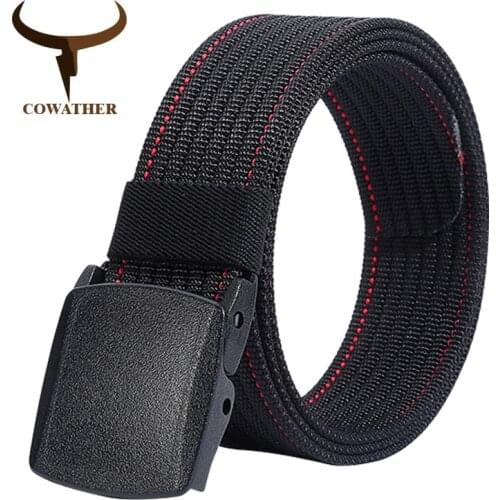 COWATHER Luxury nylon men belts fashion canvas belts for men military outdoor tactical male strap newest male waistband NY009