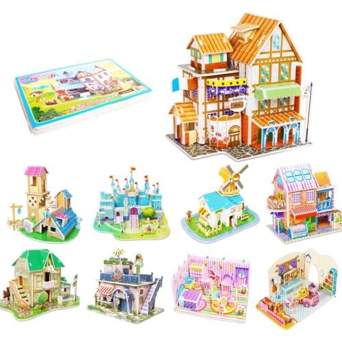 Children DIY 3D Assembled House Toy Manual House Simulation Villa Puzzle Castle Building Fun Puzzle Foam Board For Kids Gift