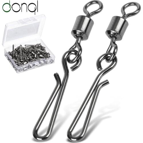 DONQL 10/20/50pcs Swivels Fishing Connector Interlock Pin Snap 2#-10# Rolling Swivel For Fishhook Lure Carp Fishing Accessories