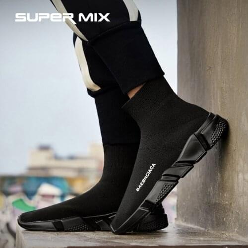 Breathable Ankle Boots Mens Socks Shoes Mens Sports Shoes Casual Elastic Wedge Platform Shoes Soft Sole Trend Fashion