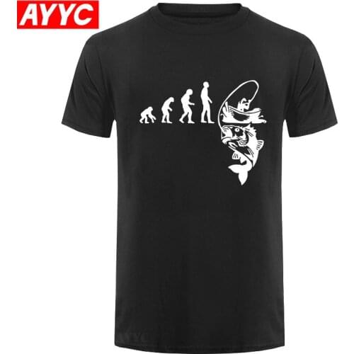 New Evolution Fishinger Tee Shirt Men Summer Fish Joke Fisherman Carp T shirts Cotton Summer Short Sleeve Funny Gift T shirt
