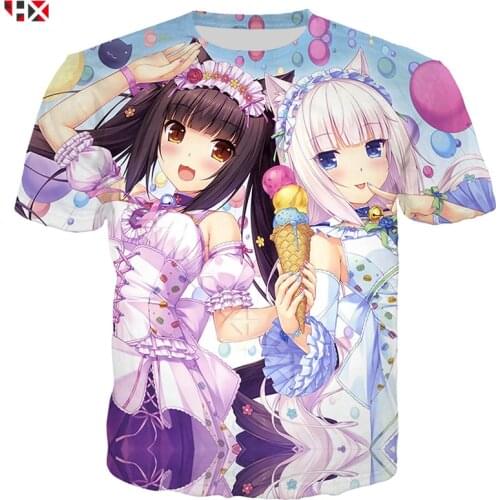 Anime Nekopara t shirts Men Women 3D Print Chocola Vanilla Cute Girl Autumn t shirt Sportswear Casual Streetwear Tops X507