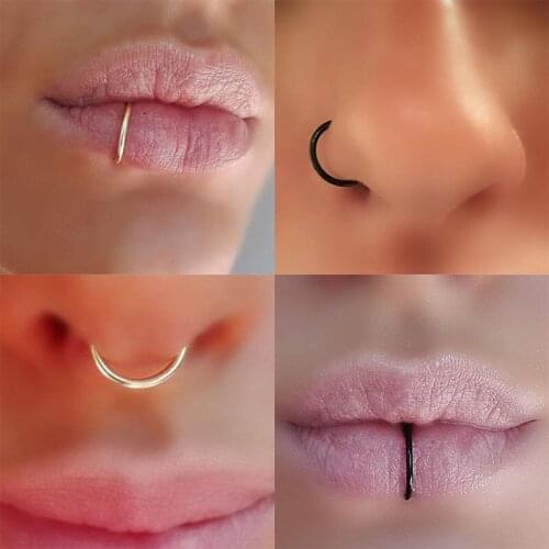 Gothic Unisex Nose Rings for Women Punk Style 10 Pieces Piercing Kit Body Jewelry Stud Ear Bone Earrings Mens Lip Accessories