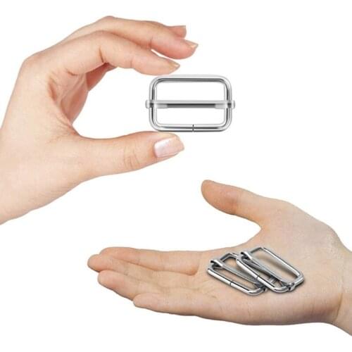 H58C 50pcs Slide Buckle 1 Inch Metal Tri-Glide Slides Rectangle Adjustable Webbing