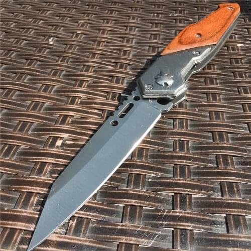 Good Folding Blade Knives Wood Steel Handle 8cr15mov Blade Hunting Tactical Knifes Tools for Outdoor Survival Camping and EDC