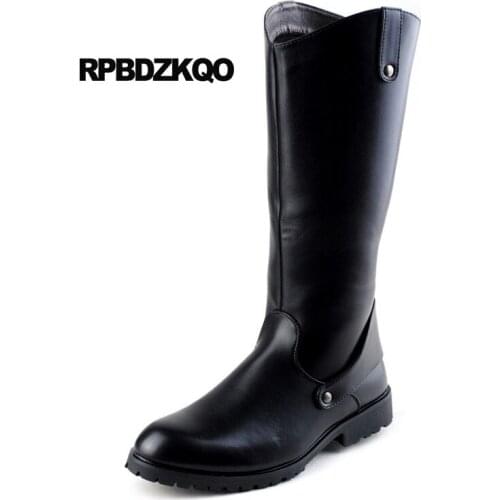 Italian Designer Mid Calf Pointed Toe Black Men Zipper Waterproof Platform Chunky Shoes Vintage Motorcycle Boots 2021 Stylish