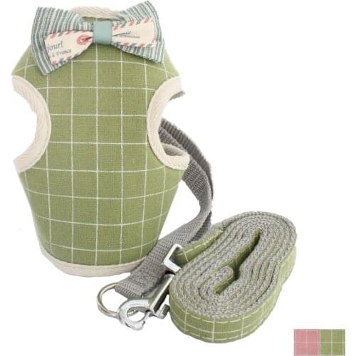 Plaid Vest Small Dog Cat Halter Harness Lead Breathable Mesh Cloth Princess Dog Chest Strap 6044033 Pet Puppy Supplies S M L