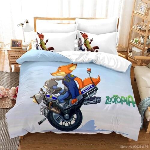 Zootopia Zootropolis Bedding Set Queen King Size Disney Cartoon Duvet Cover & Pillowcase Set Bedclothes for Children Kids Boys
