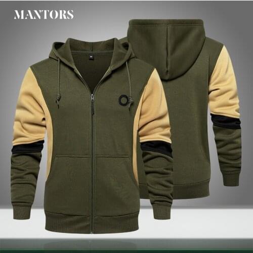 Harajuku Mens Hoodie Sweatshirts 2021 New Winter Fleece Hooded Casual Hoodies Men Patchwork Zipper Loose Pullover High Quality