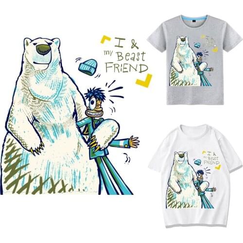 Bear Stickers Iron-on Transfers for Clothing Thermoadhesive Patches for Jackets Diy Patch Flex Fusible Transfer Stripe Appliques