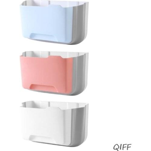 Wall Mounted Folding Waste Bin Kitchen Cabinet Hanging Garbage Trash Can Holder