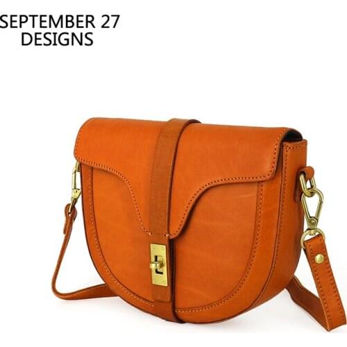 New Fashion Small Saddle Messenger Bag Female First Layer Leather Crossbody Shoulder Bags Top-end Handmade 100%Cowhide Phone Bag
