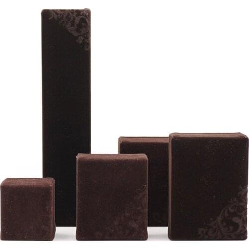New Listing Velvet Dark Brown Femal Jewelry Box For Wedding Ring Earring Pendent Bracelet Display Storage Gifts Cases 3 Colors