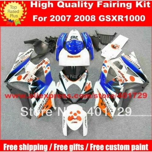 Fairings body kit for Suzuki GSXR1000 2007 2008GSX-R1000 K7 mix color ABS Plastic fairing kit with free heatshield