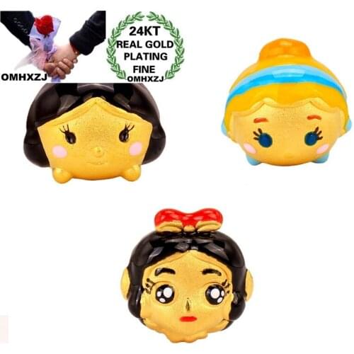 OMHXZJ Wholesale CA359 European Fashion Fine Woman Girl Party Birthday Wedding Gift Princess Beads DIY 24KT Gold Pendant Charm