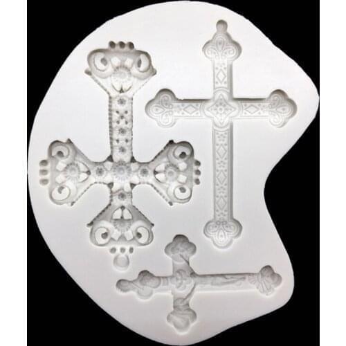 Wholesale 10 pcs Silicone Mold Cross Sugarcraft Cupcake Chocolate Baking Mold Fondant Cake Decorating Tools