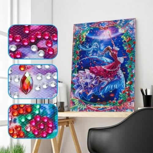 Special Shaped Diamond Painting Fairy Flower DIY 5D Partial Drill Cross Stitch Kits Crystal Rhinestone Arts Home Decoration