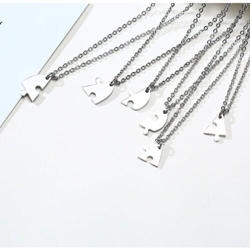 6pcs/Set Heart Puzzle Letter Necklaces Custom BFF Families Name Stainless Steel Pendants Jewelry Gift