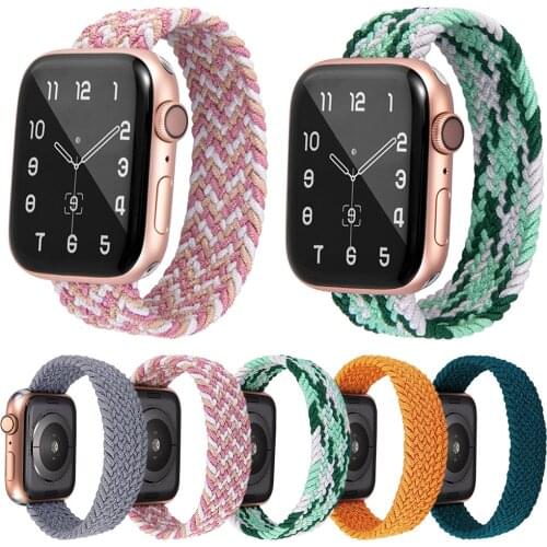Fashion Nylon Woven Elastic Strap for Apple Watch SE Band Series 6 5 4 3 Bracelet for iWatch 40mm 44mm 38/42mm Lightweight Belt