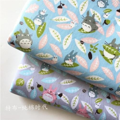 Printed Totoro Kids 100% Cotton Twill Fabric,patchwork Cloth,diy Sewing Quilting Fat Quarters Material For Baby&child Plain Warp
