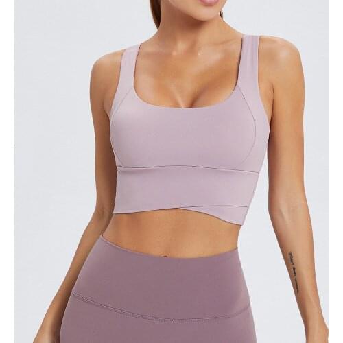 Wide Shoulder Strap Sports Bra Women Fitness Yoga Bra High Shockproof Running Vest-style Sports Bra Gym Workout Training Tops