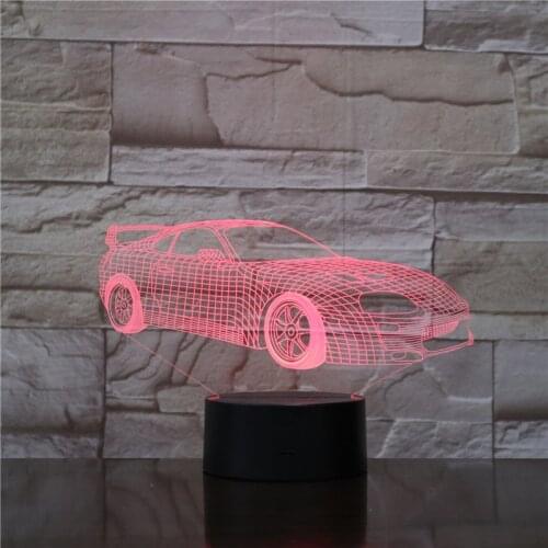 Super Sports Car Nightlight Led 3d Illusion Lampara Multicolor Rgb Children Kids Gift Table Lamp Bedroom Decorative Lamp