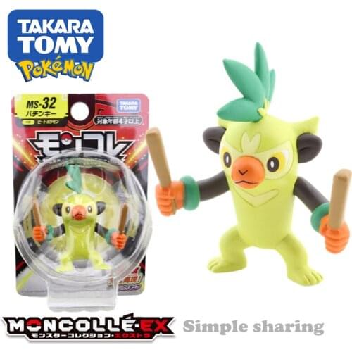 Takara Tomy Tomica Pokemon Pocket Monsters Moncolle MS-32 Thwackey 3-5cm Mini Resin Anime Figure Toys For Children Collectible
