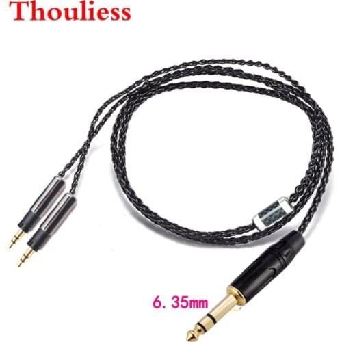 Thouliess DIY HIFI 1/4 6.35mm TRS 3.5mm Stereo 7N OCC Silver Plated Headphone Upgrade Cable for ATH-R70X R70X Headphones Black