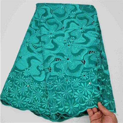 Dubai Fabric African lace fabric 100%Cotton Embroidery Lace Fabric Latest Swiss Voile Lace In Switzerland High Quality 5yards