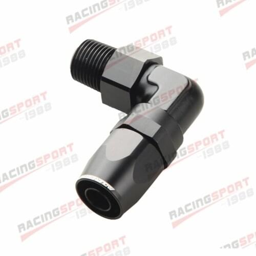 Universal 90 Degree AN10 to 1/2" NPT Swivel Hose End Fitting Adapter Black