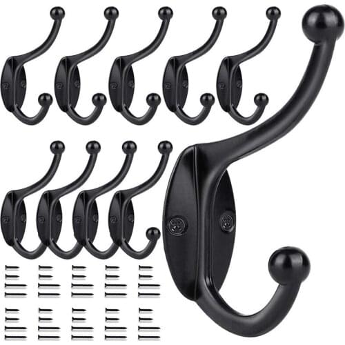 10 Pcs Hanging Hanger Behind The Double Arm Door Wall Retro Towel Hat Hook Household Kitchen Shelf Bathroom Accessories