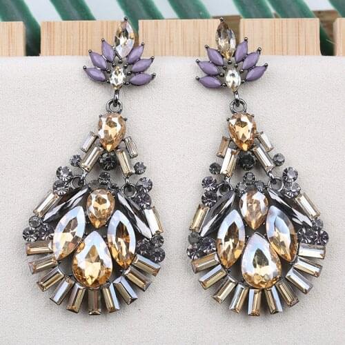 Veyofun Luxury Crystal Drop Earrings Big Dangle Earrings Fashion Jewelry For Woman New Gift