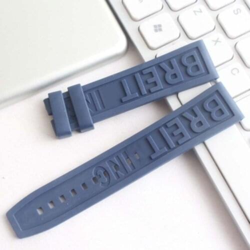 Top Quality 22 24mm Dark Blue Rubberr Watchband For Breitling Strap NAVITIMER WORLD Avenger GMT Superocean Silicone Wristband