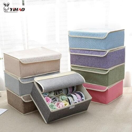 YiHAO New Cotton Underwear Storage Box Multi-collapsible Bra Finishing Box With Cover Underwear Socks Box