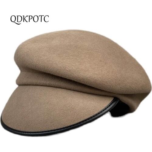 2021 Women Hat New Autumn Winter High Quality Wool Fedoras Berets Fashion Japan South Korea Retro Irregular Painter Cap QDKPOTC