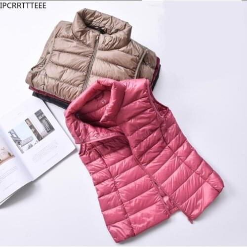 Ultra Light Down Vest Woman Autumn Winter Plus Size 90% White Duck Down Vest Jacket Windproof Warm Female Sleeveless Coat