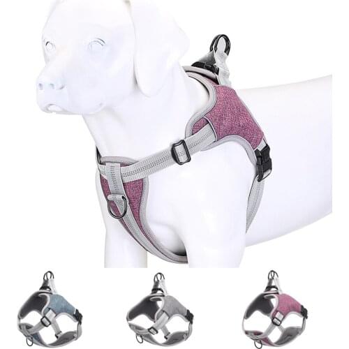 New Pet Dog Harness Vest Soft lining Adjustable Reflective Medium Large Dog Harness Collar breathable Walking Training Harness