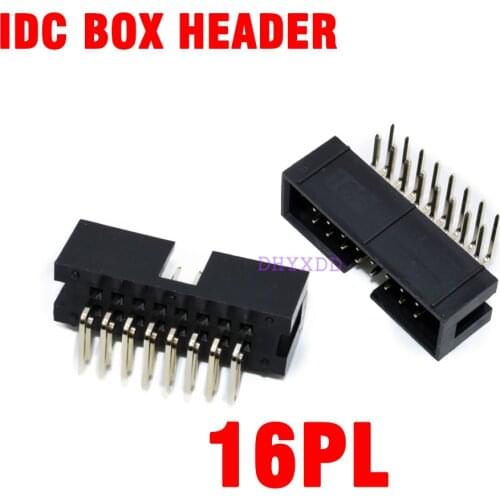 10Pcs DC3 2x8 Pin 16 Pin 2.54mm ISP Right Angle Male Double-Spaced Pin Male IDC JTAG Socket Box Header Connector
