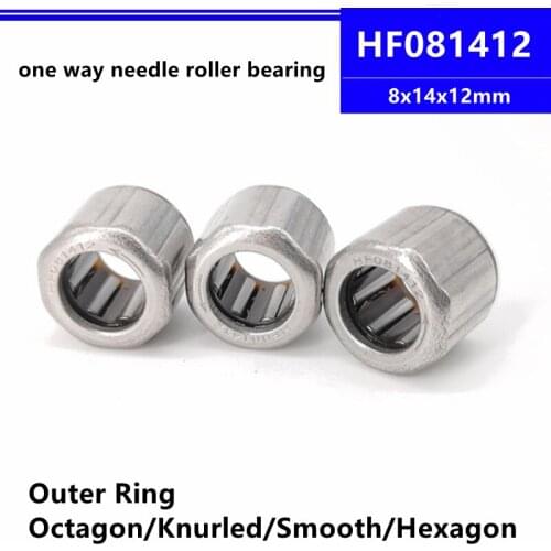 20pcs/lot HF081412 EWC0812 8x14x12mm one way needle roller bearing 8*14*12mm outer ring octagon knurled smooth hexagon
