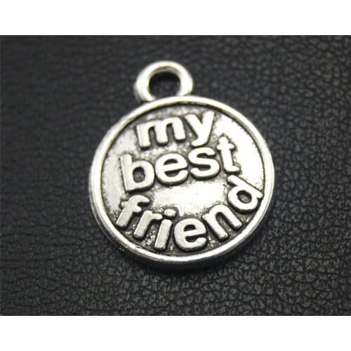 30pcs Silver Color my best friends Round Charm Pendant DIY Necklace Bracelet Bangle Findings 15x19mm A1776