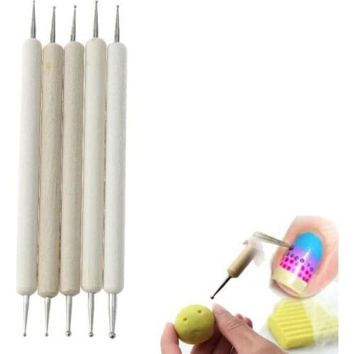 5pcs Wood And Stainless Steel Ball Stylus Polymer Clay Pottery Ceramics Sculpting Modeling Handmade Tools Set 13Cm