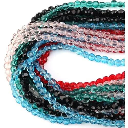 95pcs Jewelry DIY Crystal Round Beads Black 6MM Czech Glass Flat Beads Spacer For Women Making Needlework Accessories Wholsale