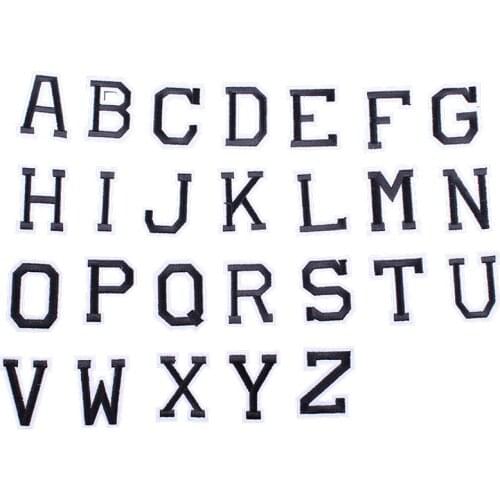A-Z White English Alphabet Letter Embroidered Iron Sewing on Applique Patch Clothes Apparel Bags DIY Garment Accessories