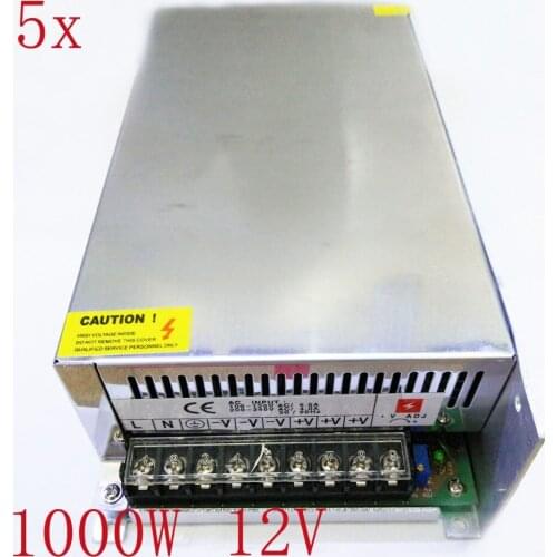FREE DHL/CDEK 5pcs/lot 1000W DC12V 83.3A LED Switch Power Supply transformer,Input AC 100V~240V ,Output DC12V,2 years warranty